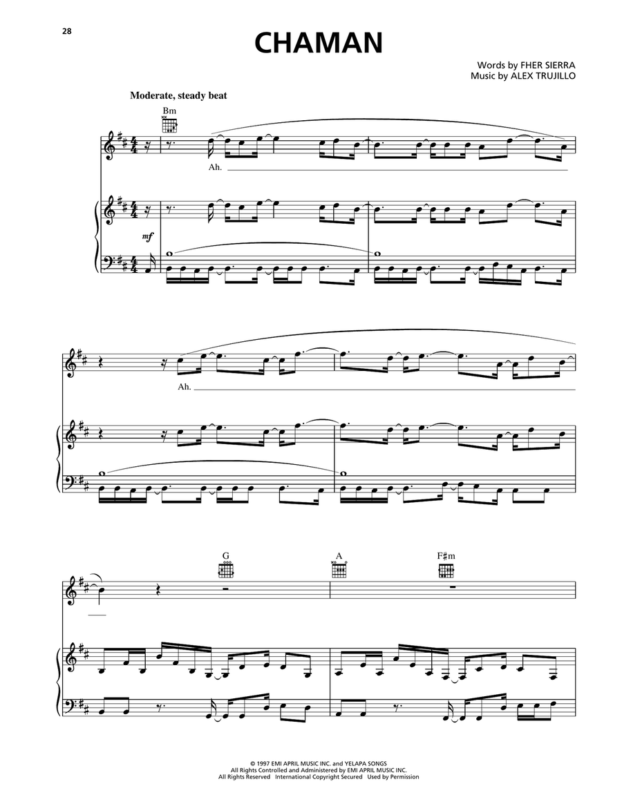Chaman Piano, Vocal, Guitar scores gallery preview page 1