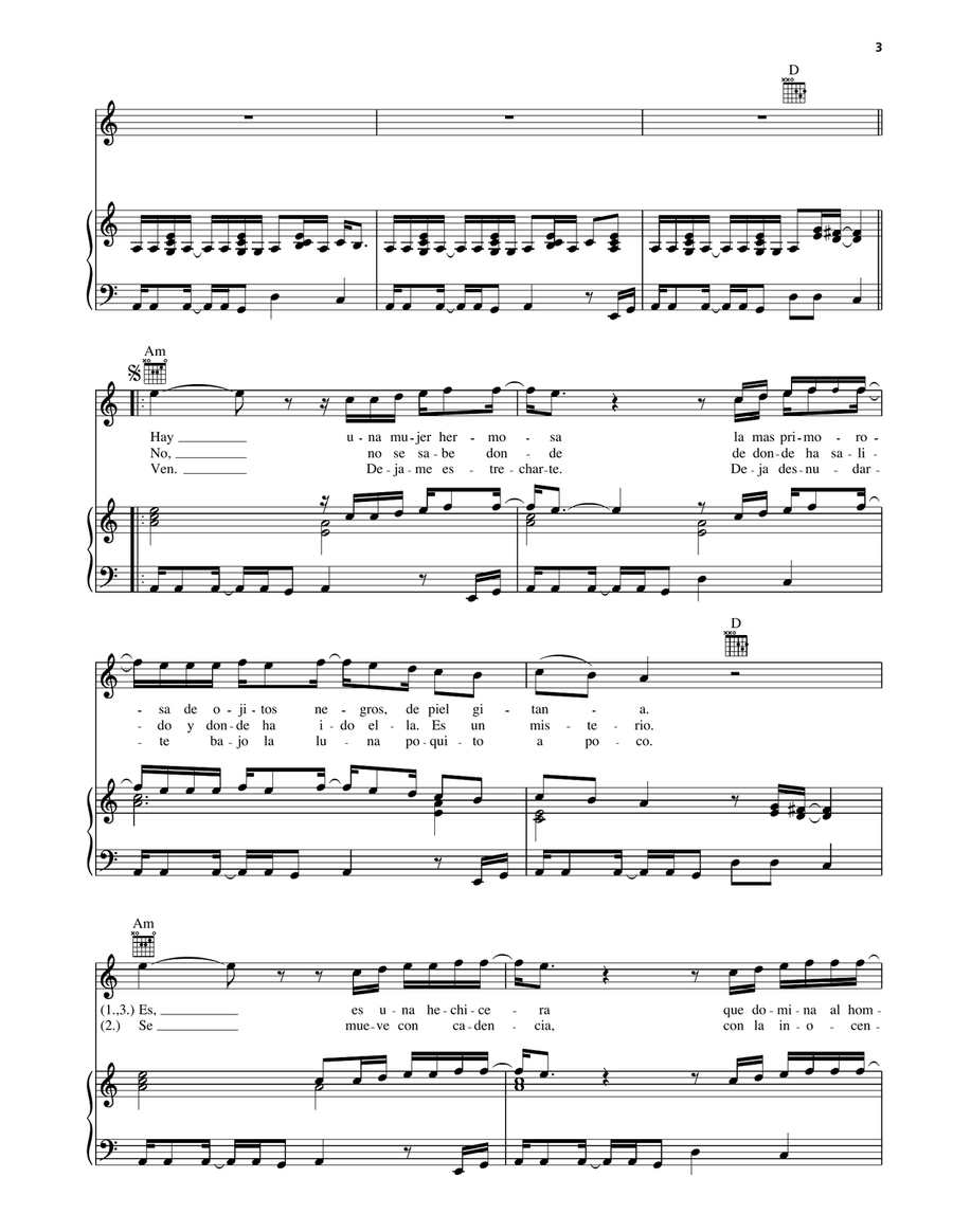 Hechicera Hechicera Piano, Vocal, Guitar scores gallery preview page 2