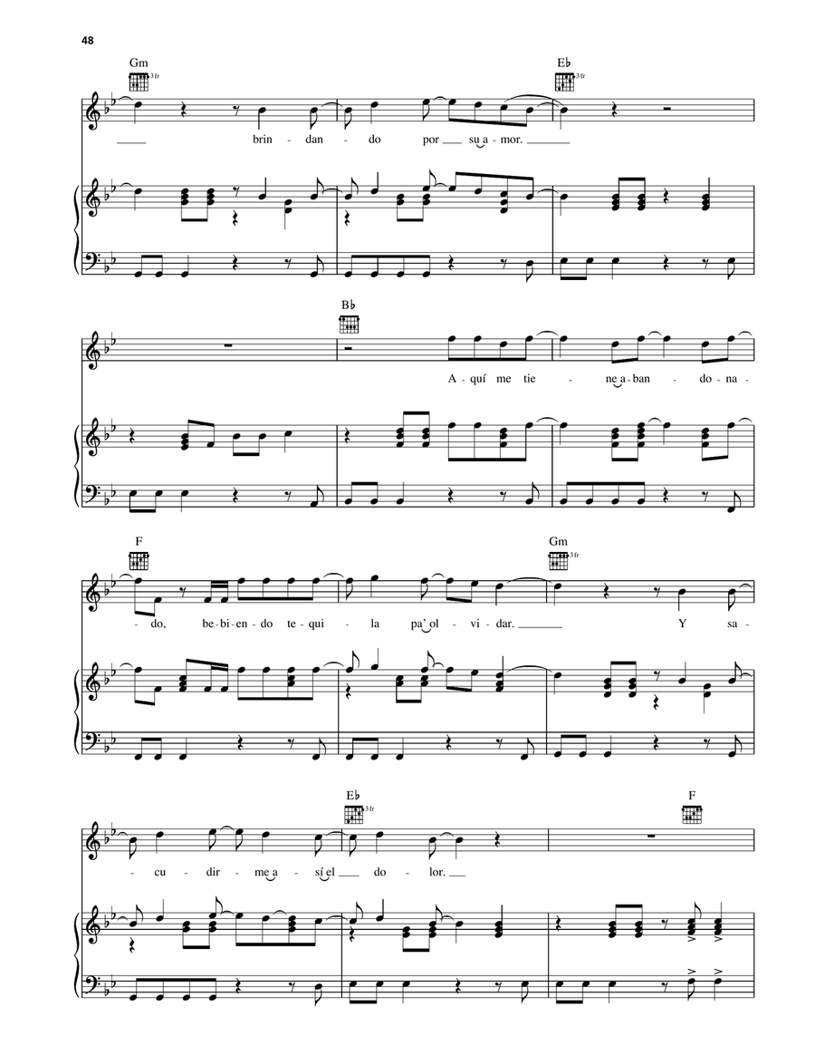 Clavado En Un Bar Clavado En Un Bar Piano, Vocal, Guitar scores gallery preview page 2