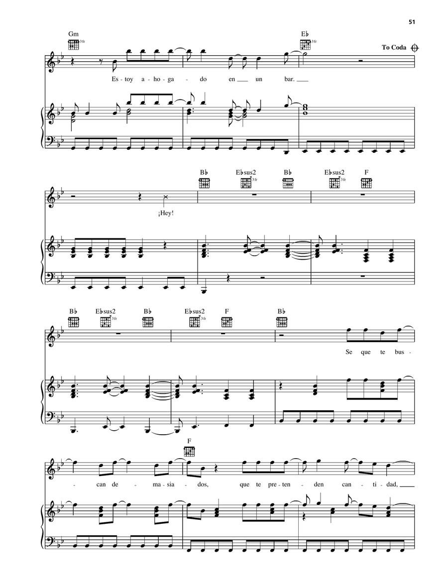 Clavado En Un Bar Clavado En Un Bar Piano, Vocal, Guitar scores gallery preview page 5
