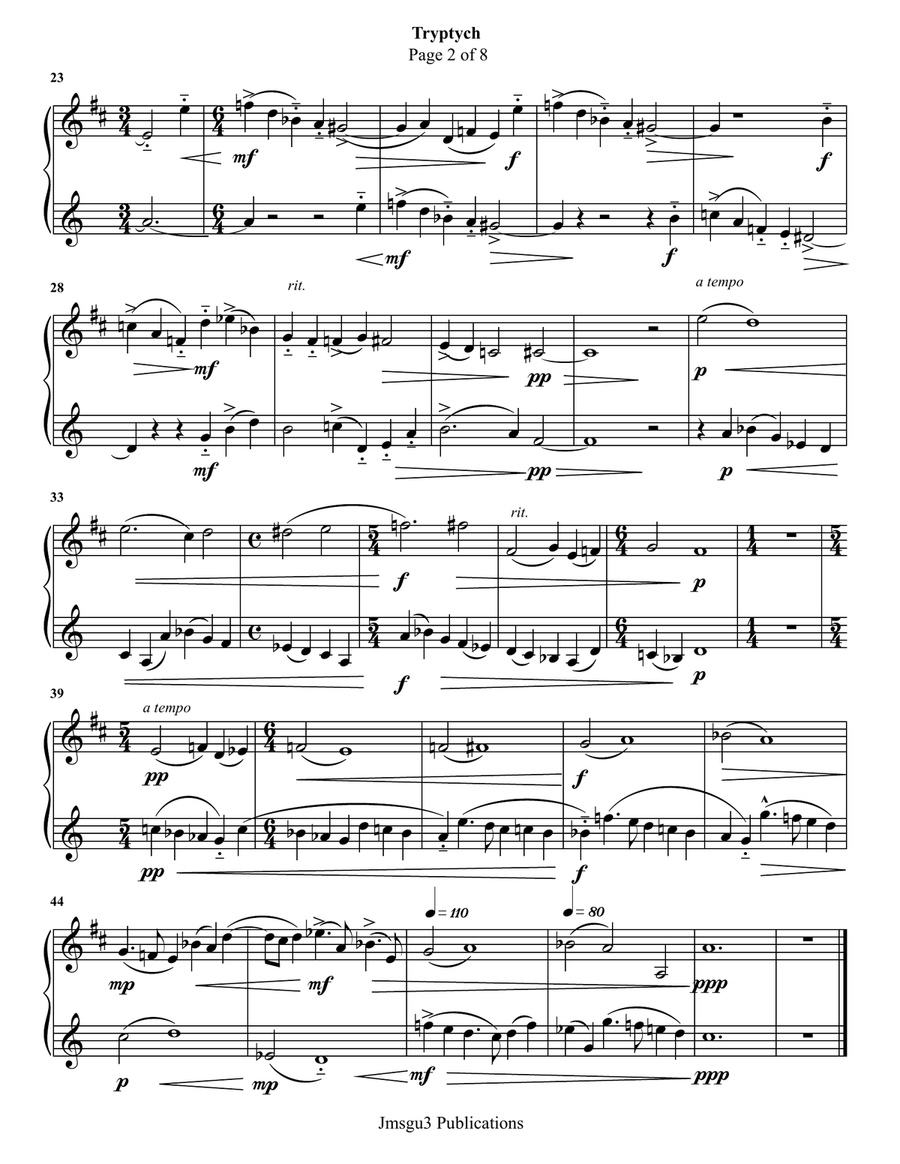 Guthrie: Tryptych for French Horn Duo Brass Duet scores gallery preview page 2