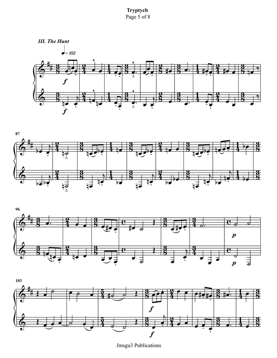 Guthrie: Tryptych for French Horn Duo Brass Duet scores gallery preview page 5