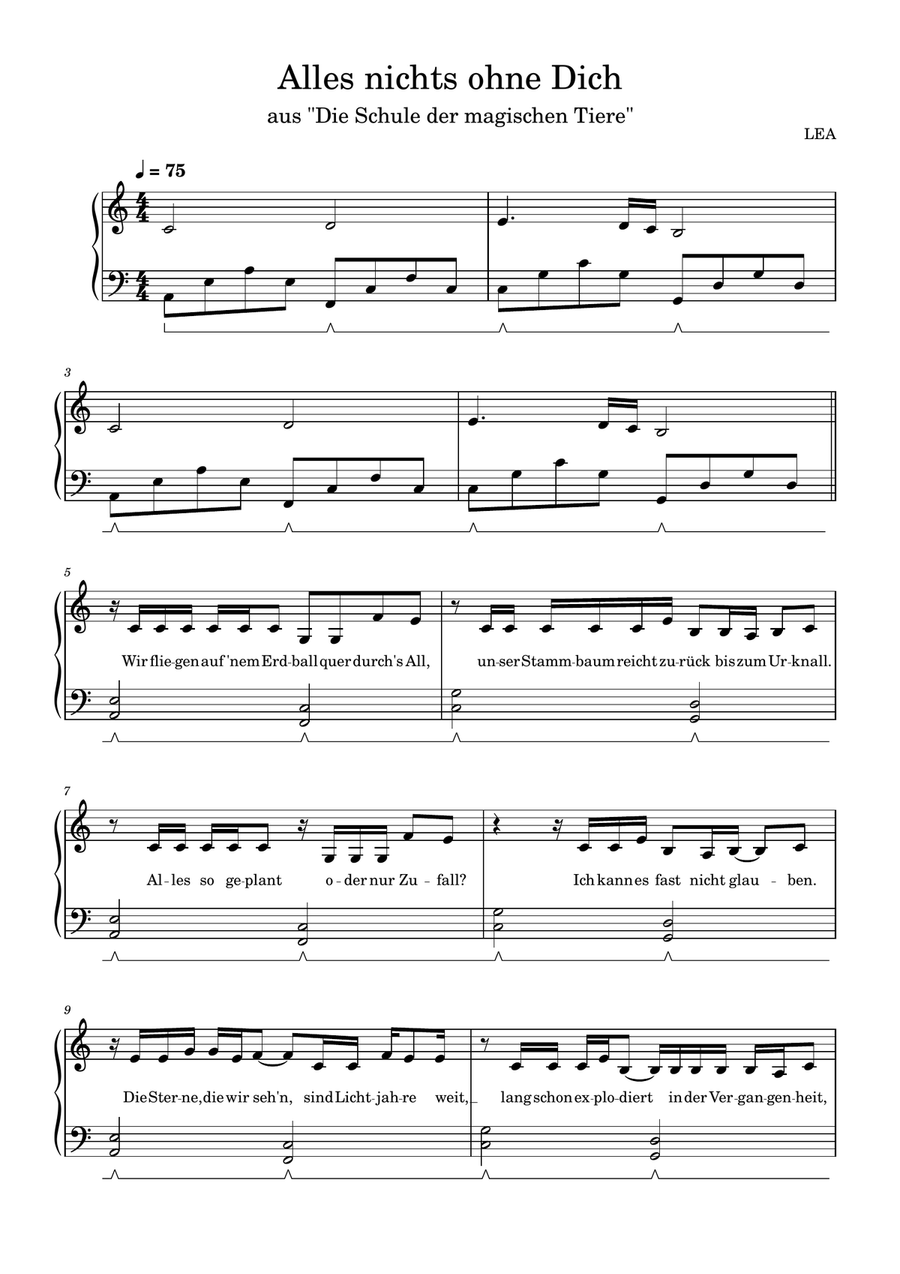 Alles Nichts Ohne Dich Easy Piano scores gallery preview page 1