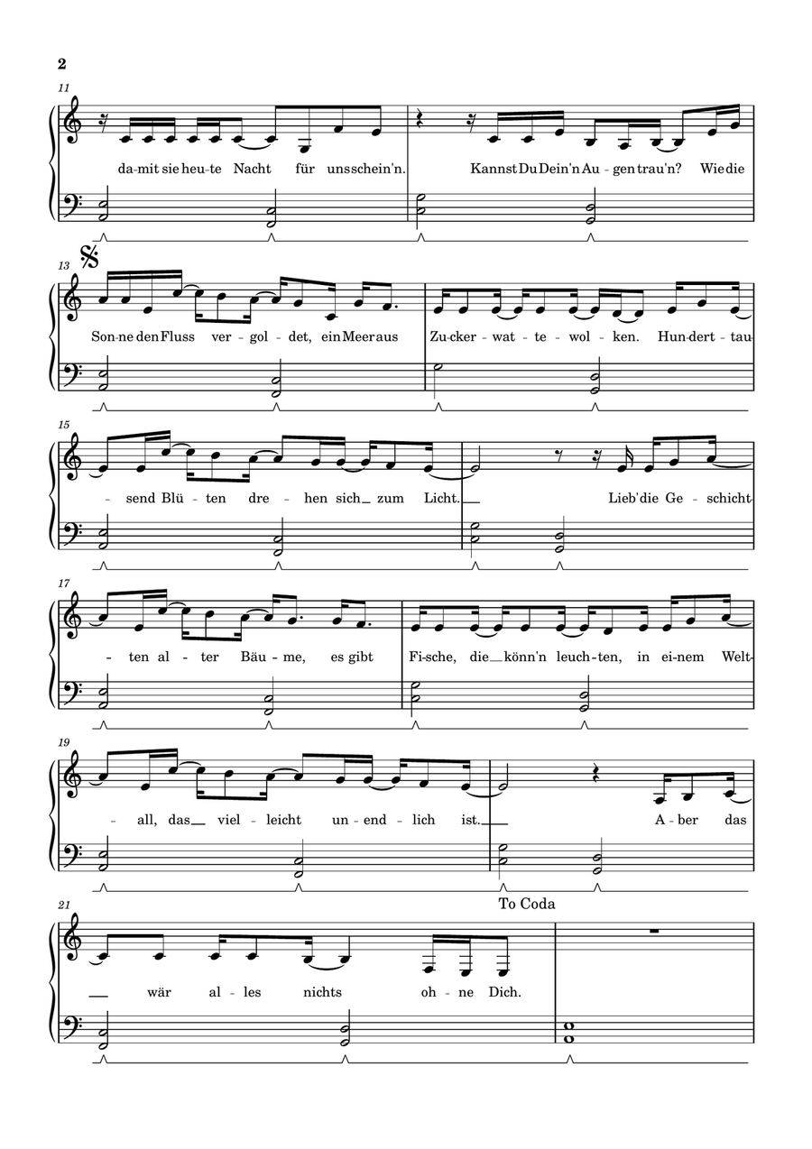 Alles Nichts Ohne Dich Easy Piano scores gallery preview page 2