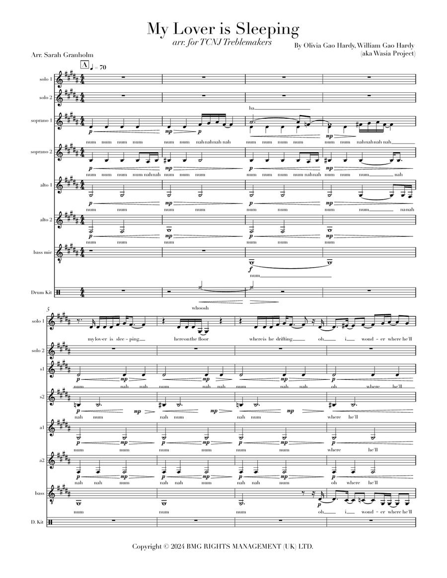 My Lover Is Sleeping My Lover Is Sleeping SSAA scores gallery preview page 1