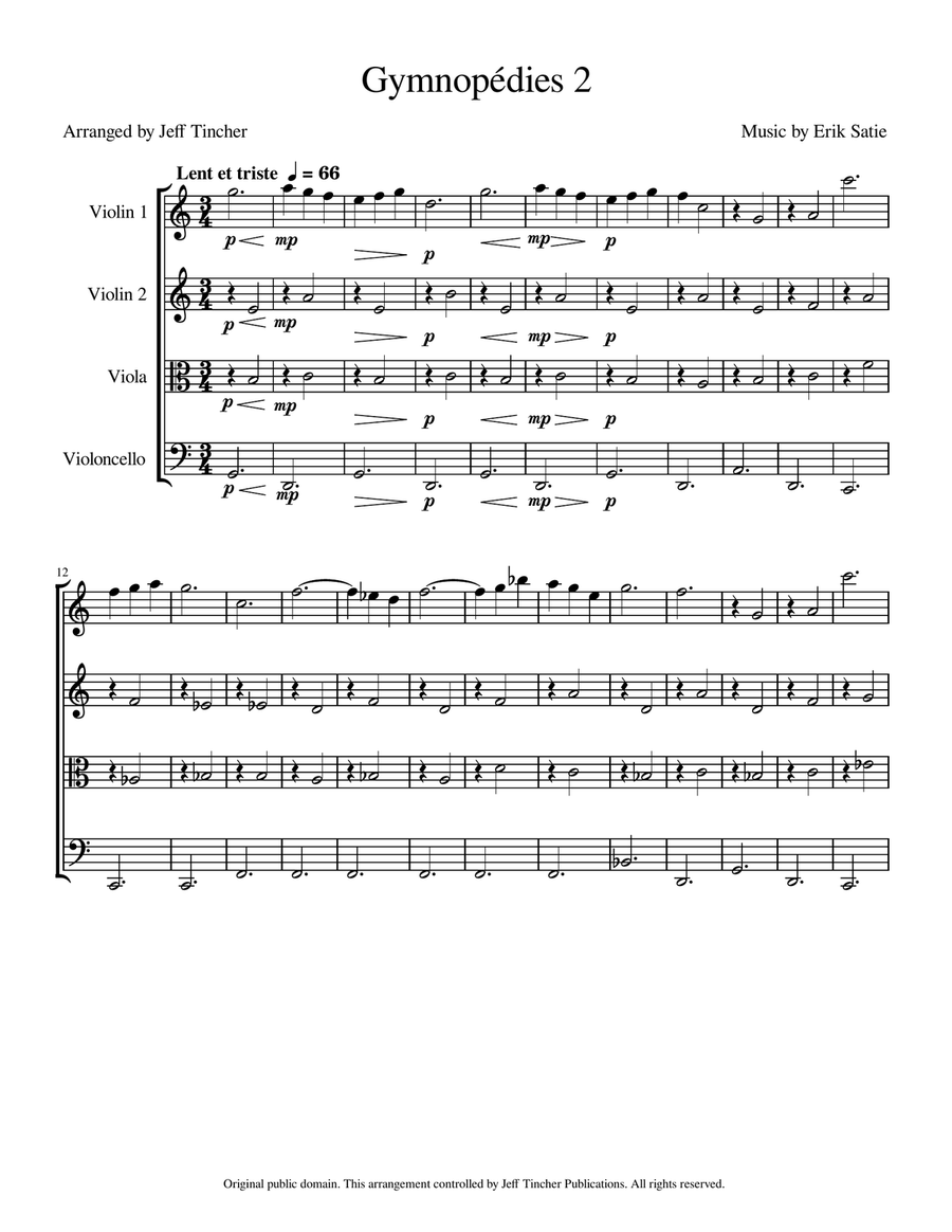 Gymnopedies 2 Gymnopedies 2 String Quartet scores gallery preview page 2