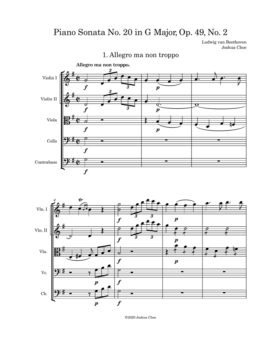 Piano Sonata No. 20 in G Major, Op. 49, No. 2, 