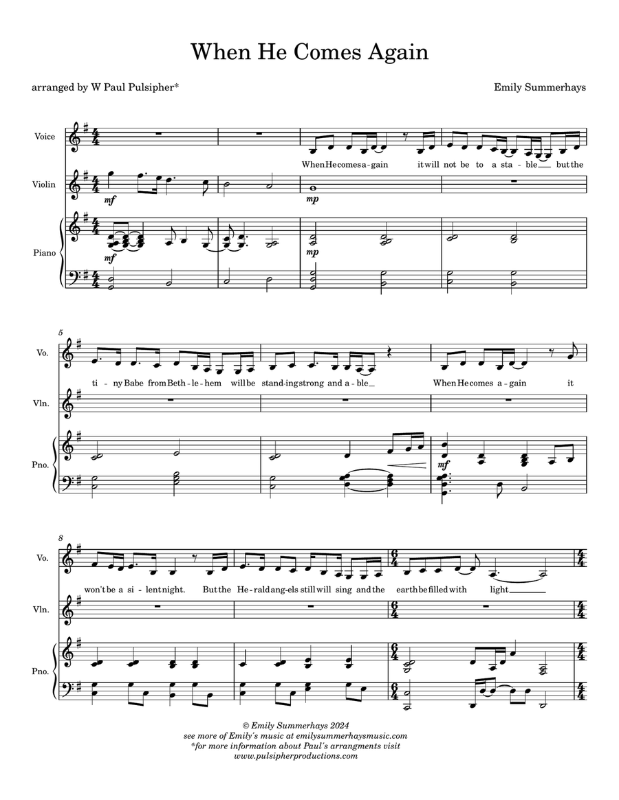 When He Comes Again Piano, Vocal scores gallery preview page 1