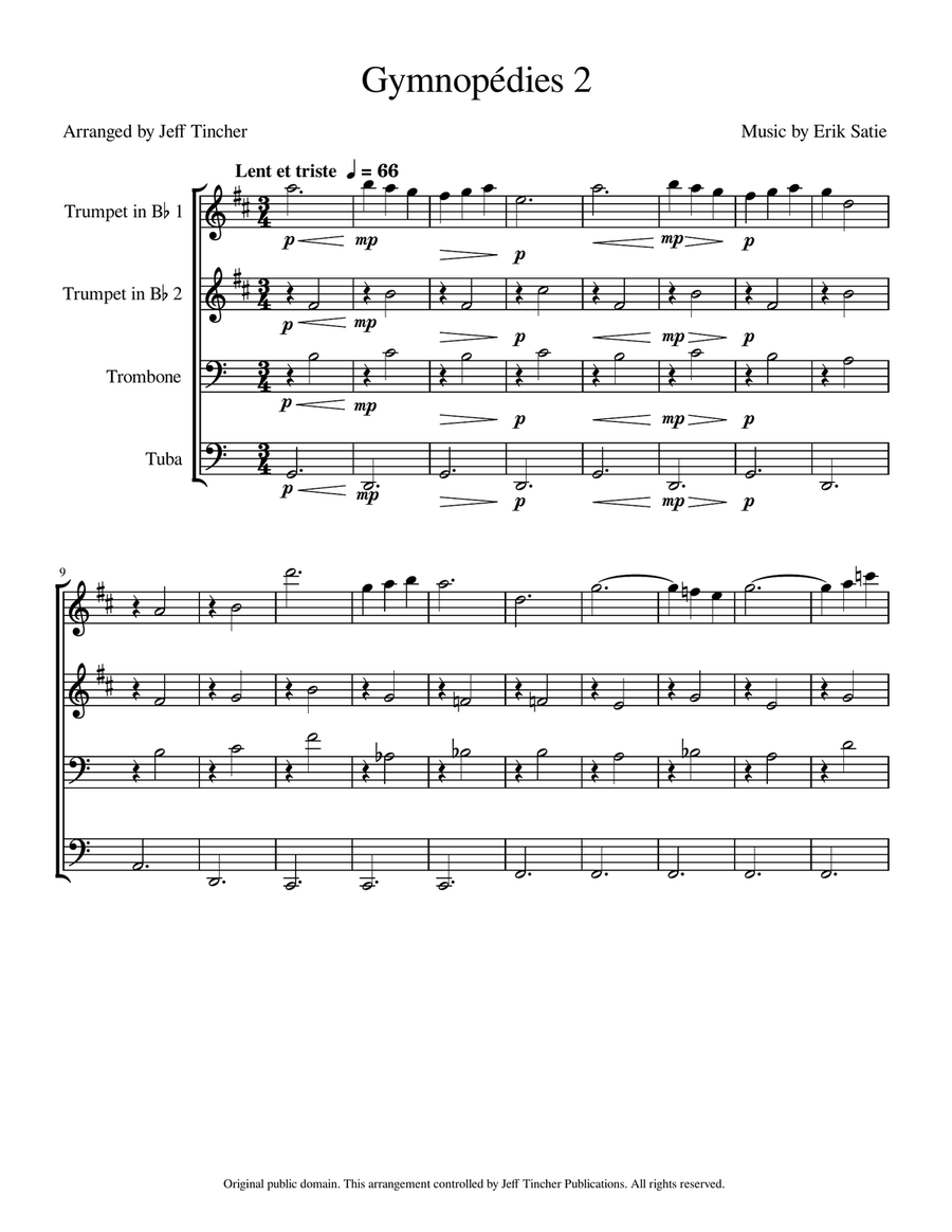 Gymnopedies 2 Gymnopedies 2 Brass Quartet scores gallery preview page 2
