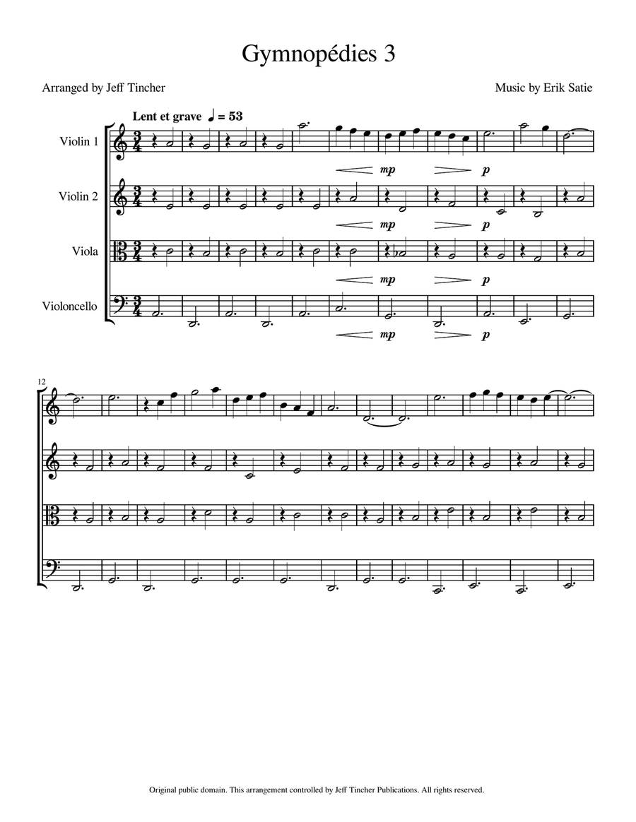 Gymnopedies 3 Gymnopedies 3 String Quartet scores gallery preview page 2