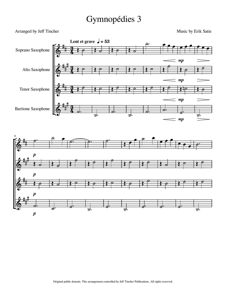 Gymnopedies 3 Gymnopedies 3 Saxophone Quartet scores gallery preview page 2