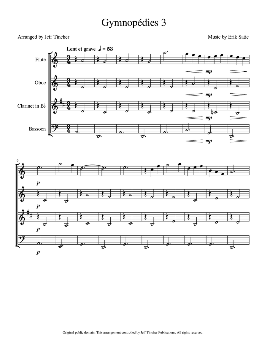 Gymnopedies 3 Gymnopedies 3 Woodwind Quartet scores gallery preview page 2