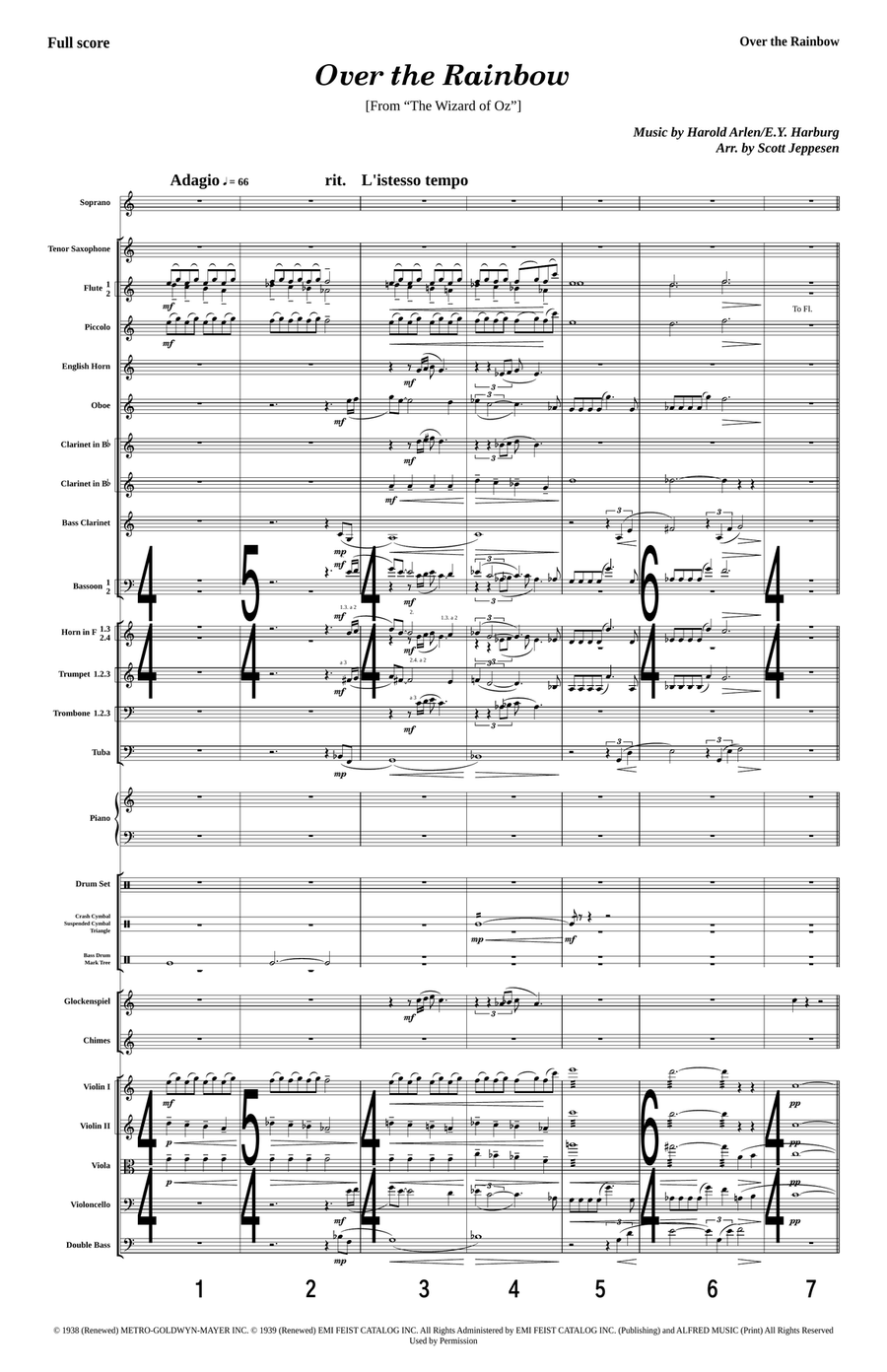 Over The Rainbow Over The Rainbow Full Orchestra scores gallery preview page 1