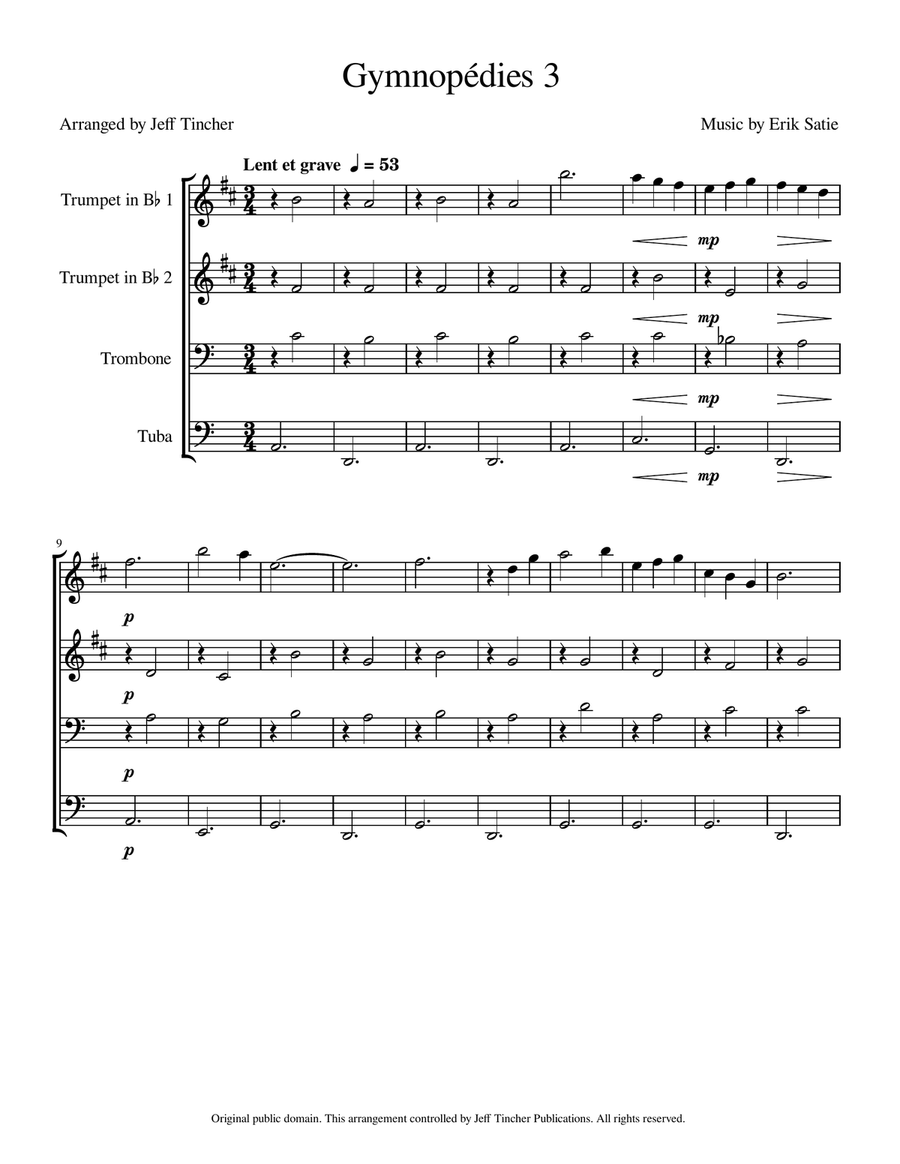 Gymnopedies 3 Gymnopedies 3 Brass Quartet scores gallery preview page 2