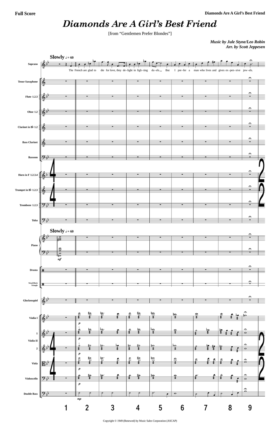 Diamonds Are A Girl's Best Friend Full Orchestra scores gallery preview page 1