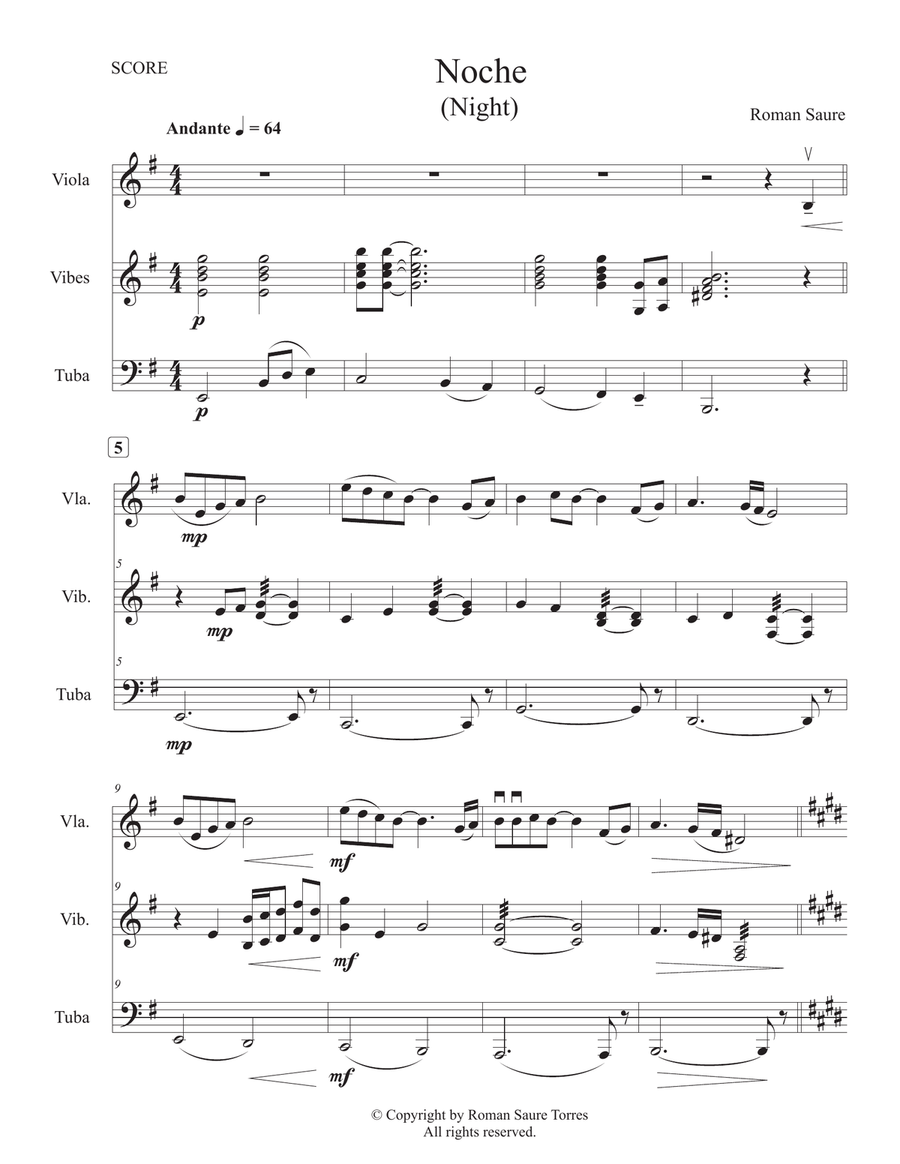 Noche (Night) Small Ensemble scores gallery preview page 1