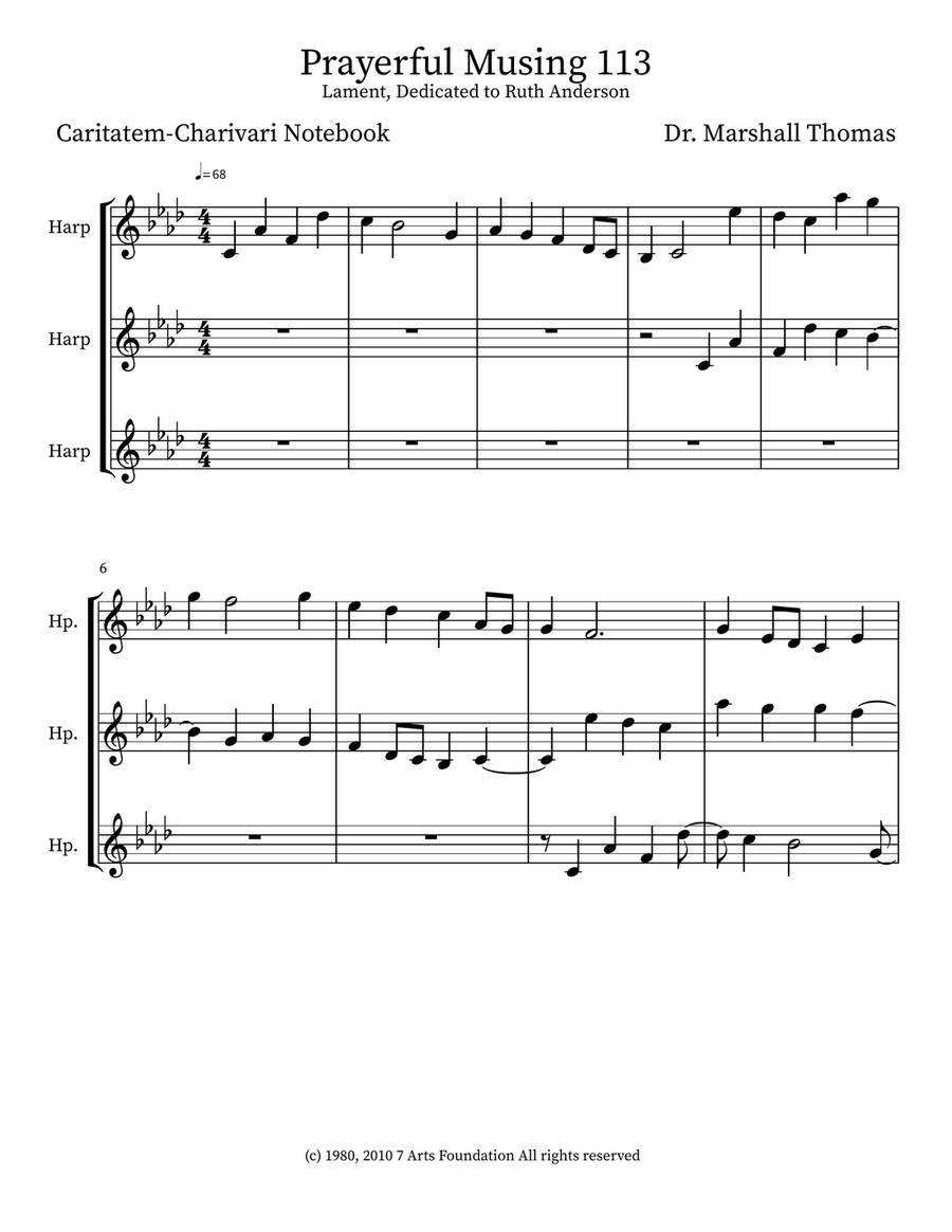 Prayerful Musing 113 Prayerful Musing 113 Small Ensemble scores gallery preview page 1