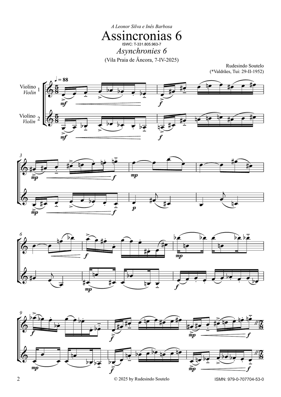 Assincronias 6 / Asynchronies 6 String Duet scores gallery preview page 2