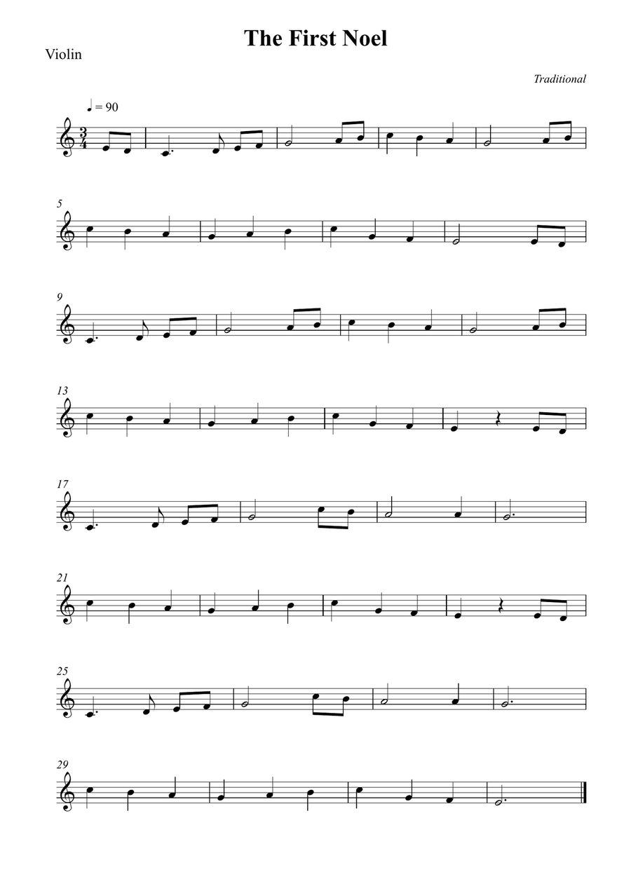 The First Noel The First Noel Violin Solo scores gallery preview page 1