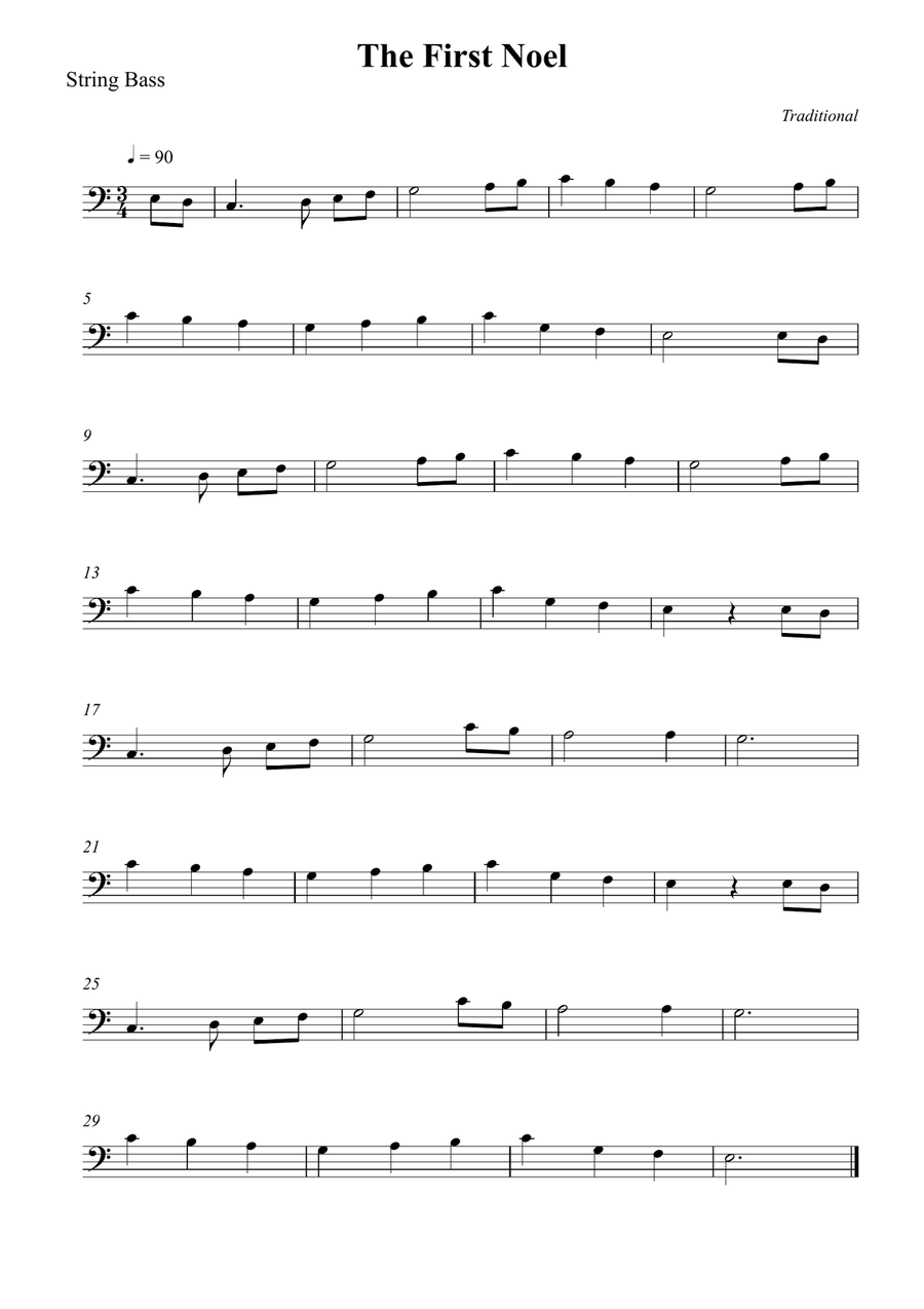 The First Noel The First Noel Double Bass scores gallery preview page 1
