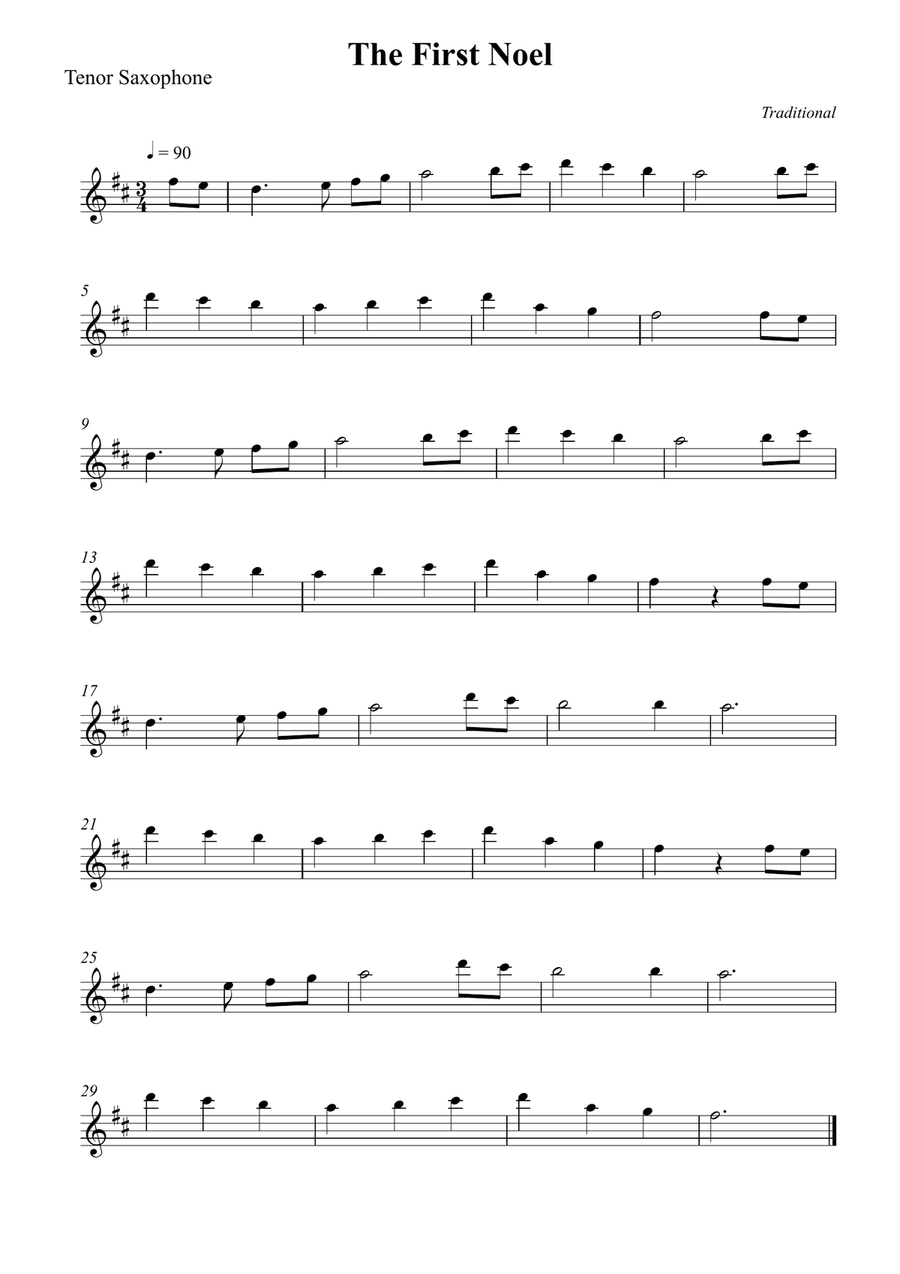The First Noel The First Noel Tenor Saxophone scores gallery preview page 1