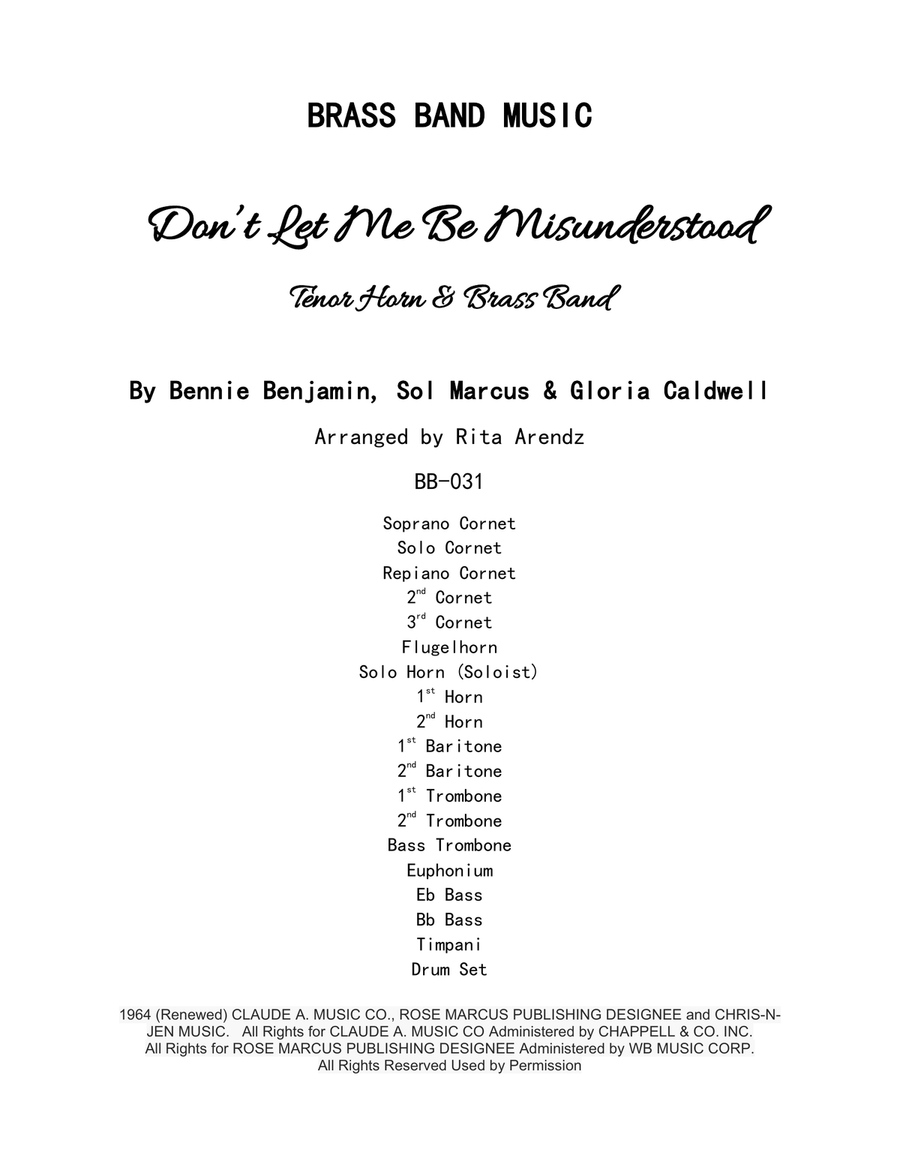 Don't Let Me Be Misunderstood Brass Band scores gallery preview page 2