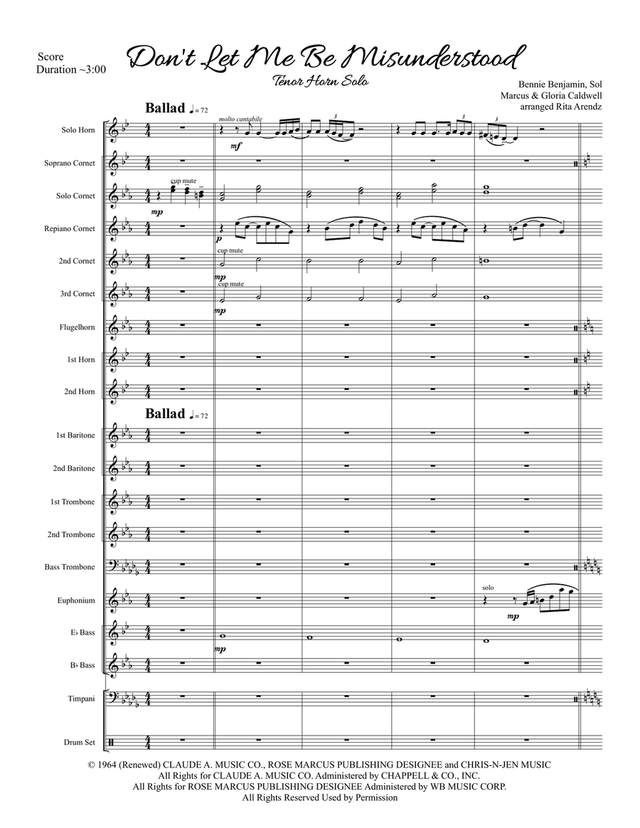 Don't Let Me Be Misunderstood Brass Band scores gallery preview page 3