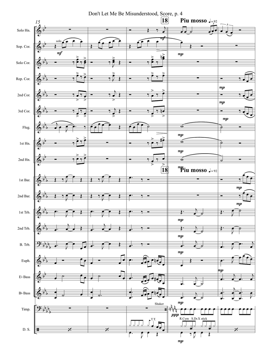 Don't Let Me Be Misunderstood Brass Band scores gallery preview page 6