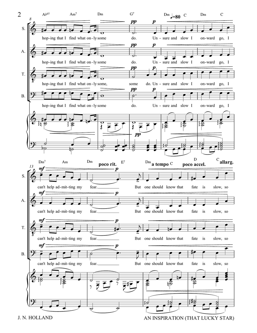 An Inspiration (That Lucky Star) for SATB Chorus 4-Part scores gallery preview page 6