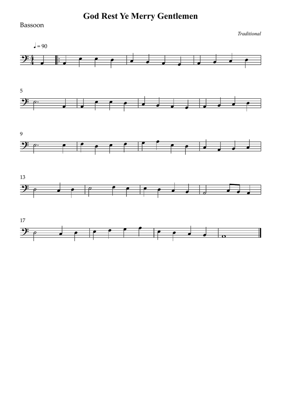 God Rest Ye Merry Gentlemen Bassoon Solo scores gallery preview page 1