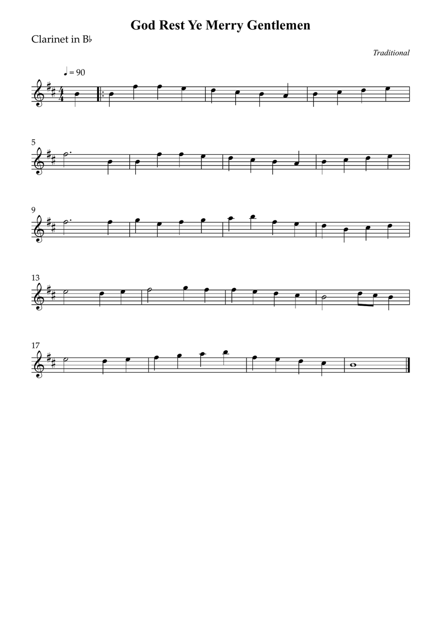 God Rest Ye Merry Gentlemen B-Flat Clarinet scores gallery preview page 1