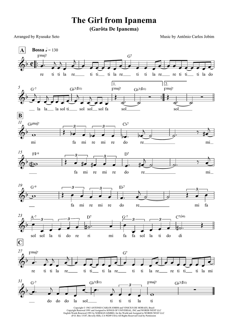 The Girl From Ipanema (Garôta De Ipanema) Piano scores gallery preview page 1