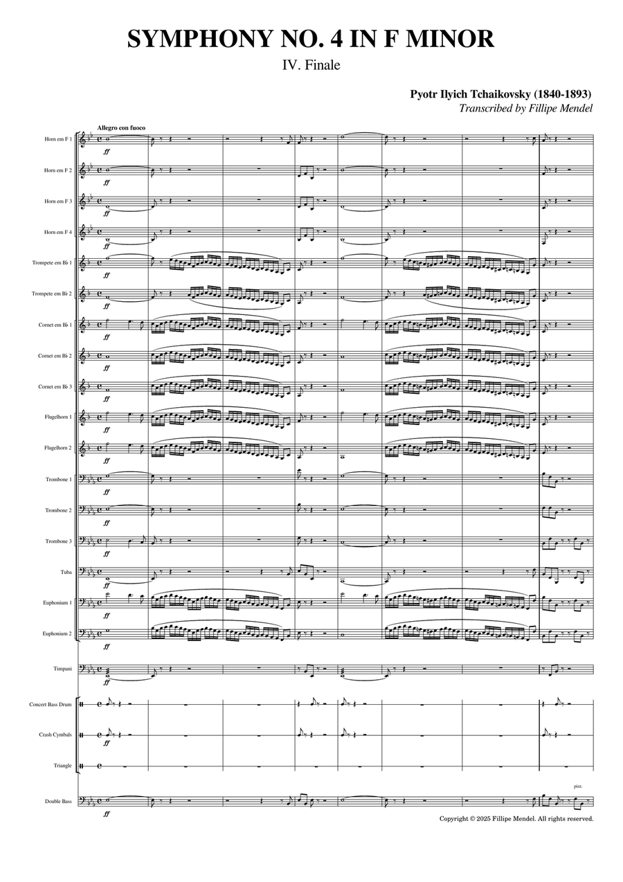 tchaikovsky- Symphony No. 4 - IV. Finale for Brass Orchestra Brass Ensemble scores gallery preview page 2
