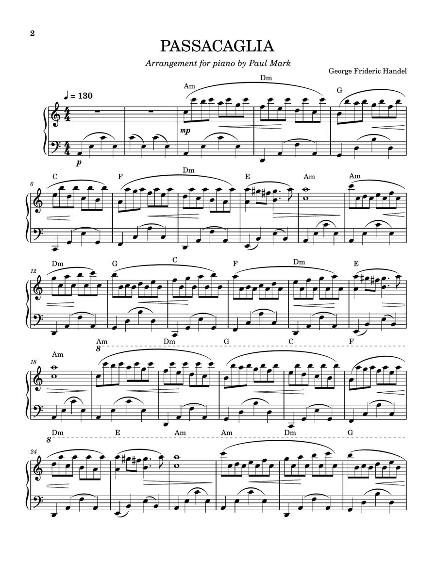 Passacaglia, Handel Passacaglia, Handel Piano Solo scores gallery preview page 2