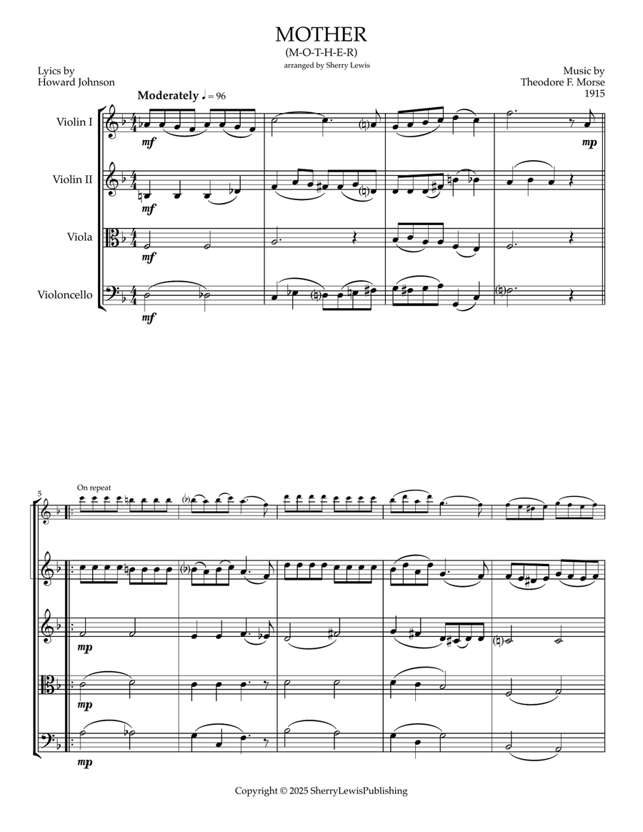 Mother (M-O-T-H-E-R) Mother (M-O-T-H-E-R) String Quartet scores gallery preview page 4