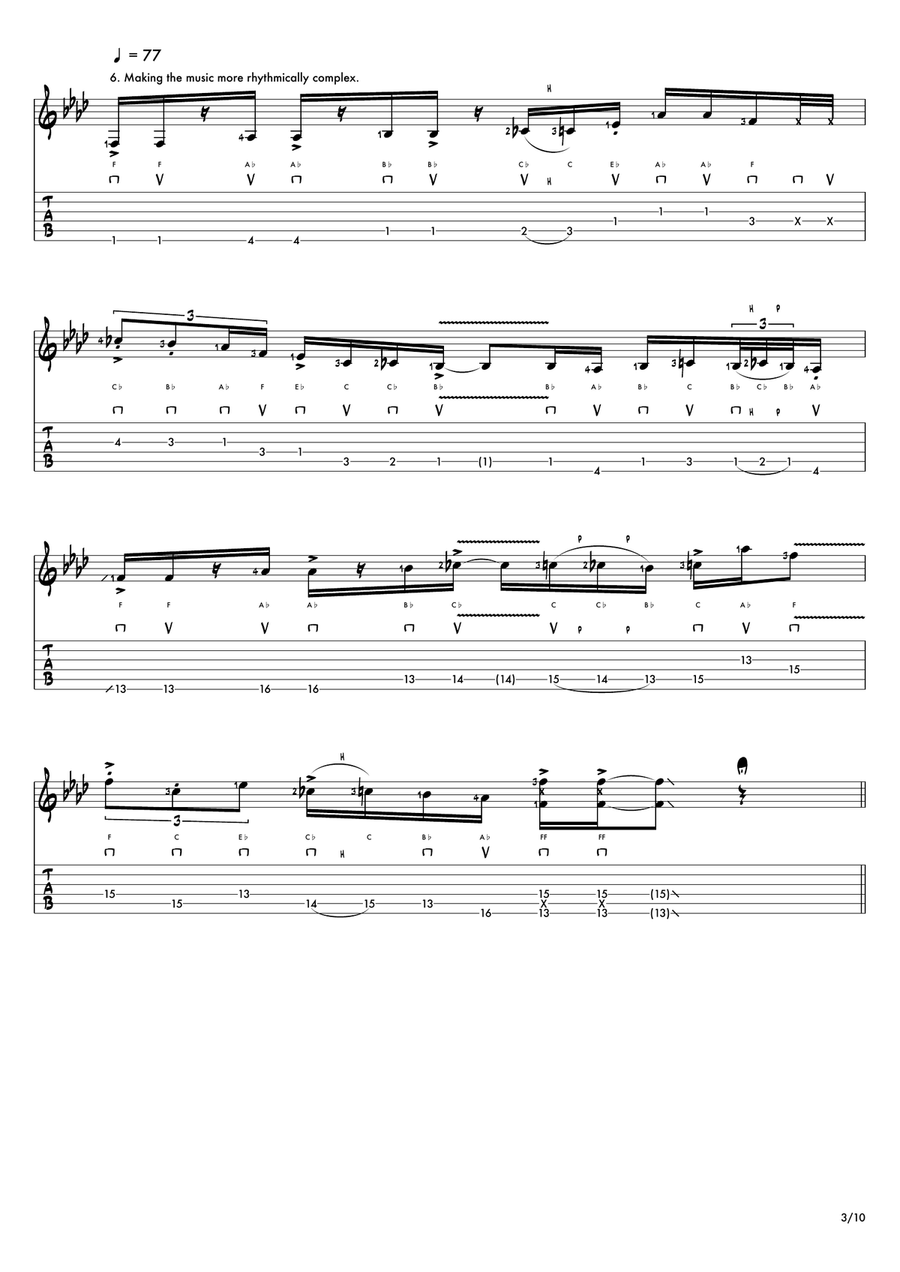 Ten Lead Lines: The F Blues Scale Electric Guitar scores gallery preview page 4