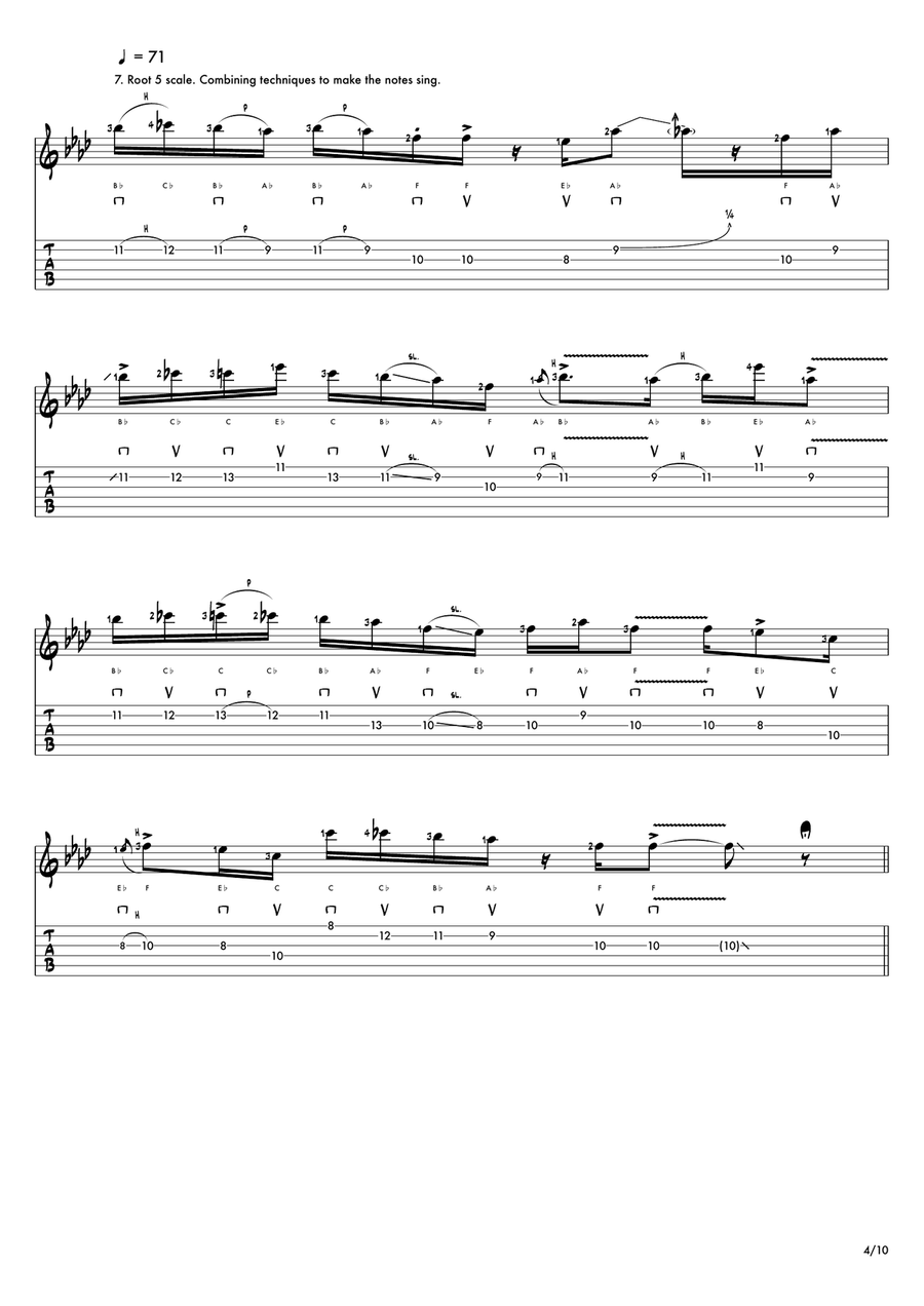 Ten Lead Lines: The F Blues Scale Electric Guitar scores gallery preview page 5