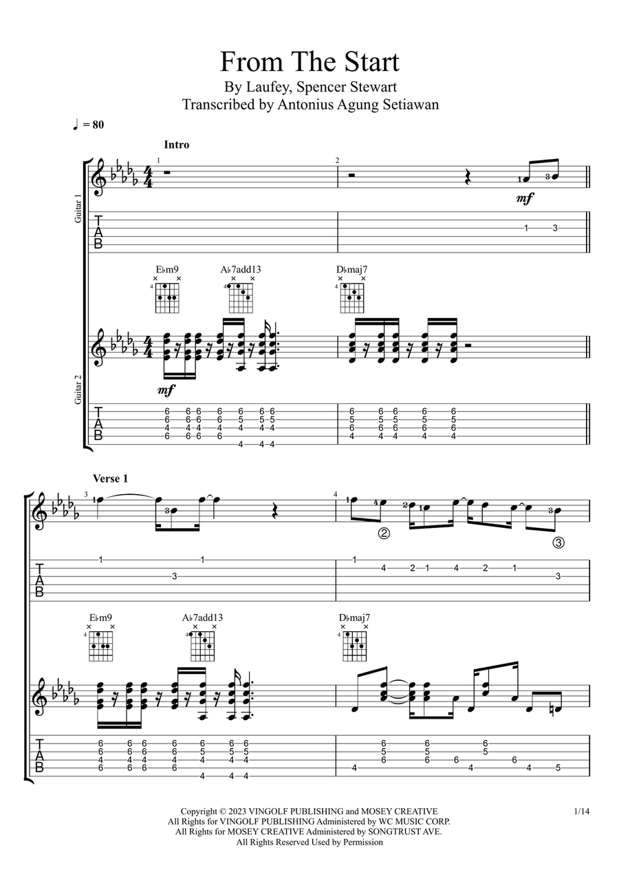 From The Start From The Start Guitar Ensemble scores gallery preview page 1