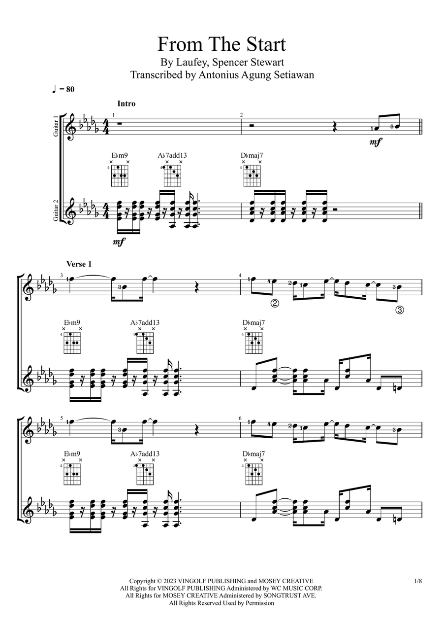 From The Start From The Start Acoustic Guitar scores gallery preview page 1