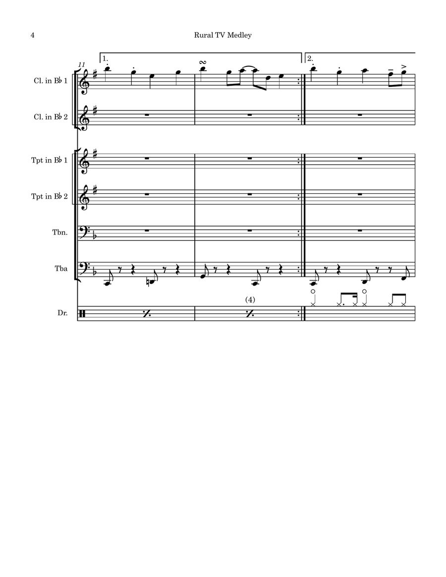 Medley: Andy Griffith Theme with The Waltons Theme and Green Acres Theme Small Ensemble scores gallery preview page 4