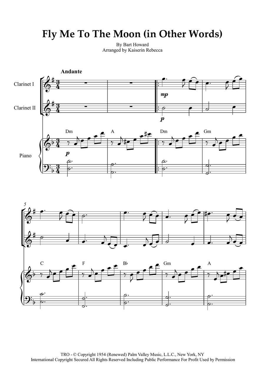 Fly Me To The Moon (In Other Words) Woodwind Duet scores gallery preview page 1