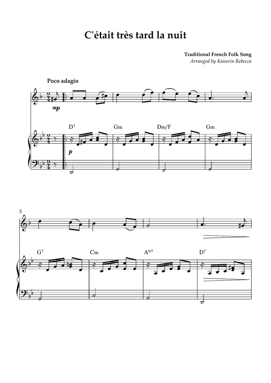 C'était très tard la nuit (It was very late at night) English Horn scores gallery preview page 1