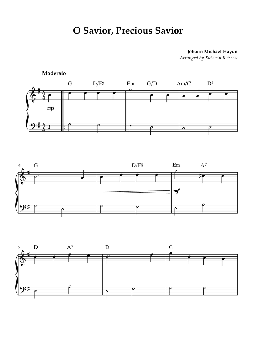 O Savior, Precious Savior Piano Method scores gallery preview page 1
