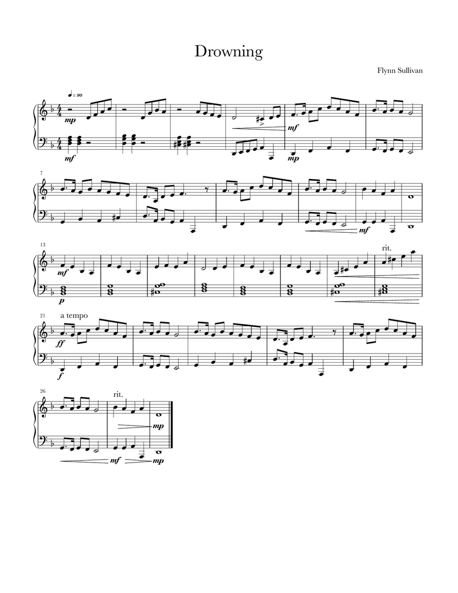 Drowning Drowning Piano Solo scores gallery preview page 1