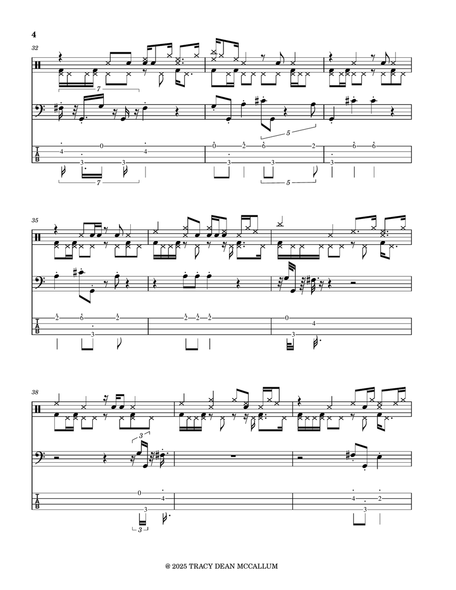 Marlon Nutting Bass Guitar Tablature scores gallery preview page 4
