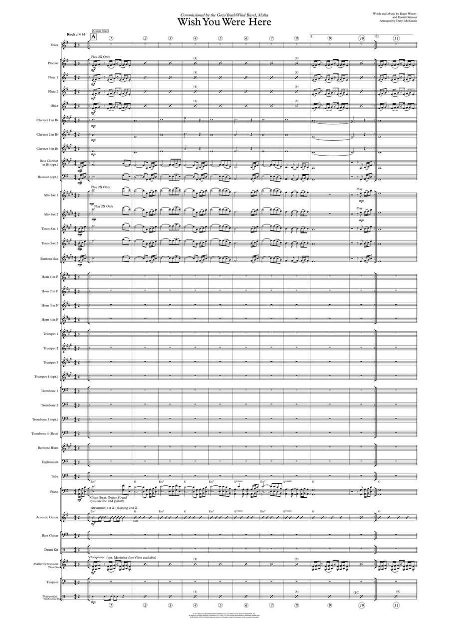 Wish You Were Here Concert Band scores gallery preview page 1