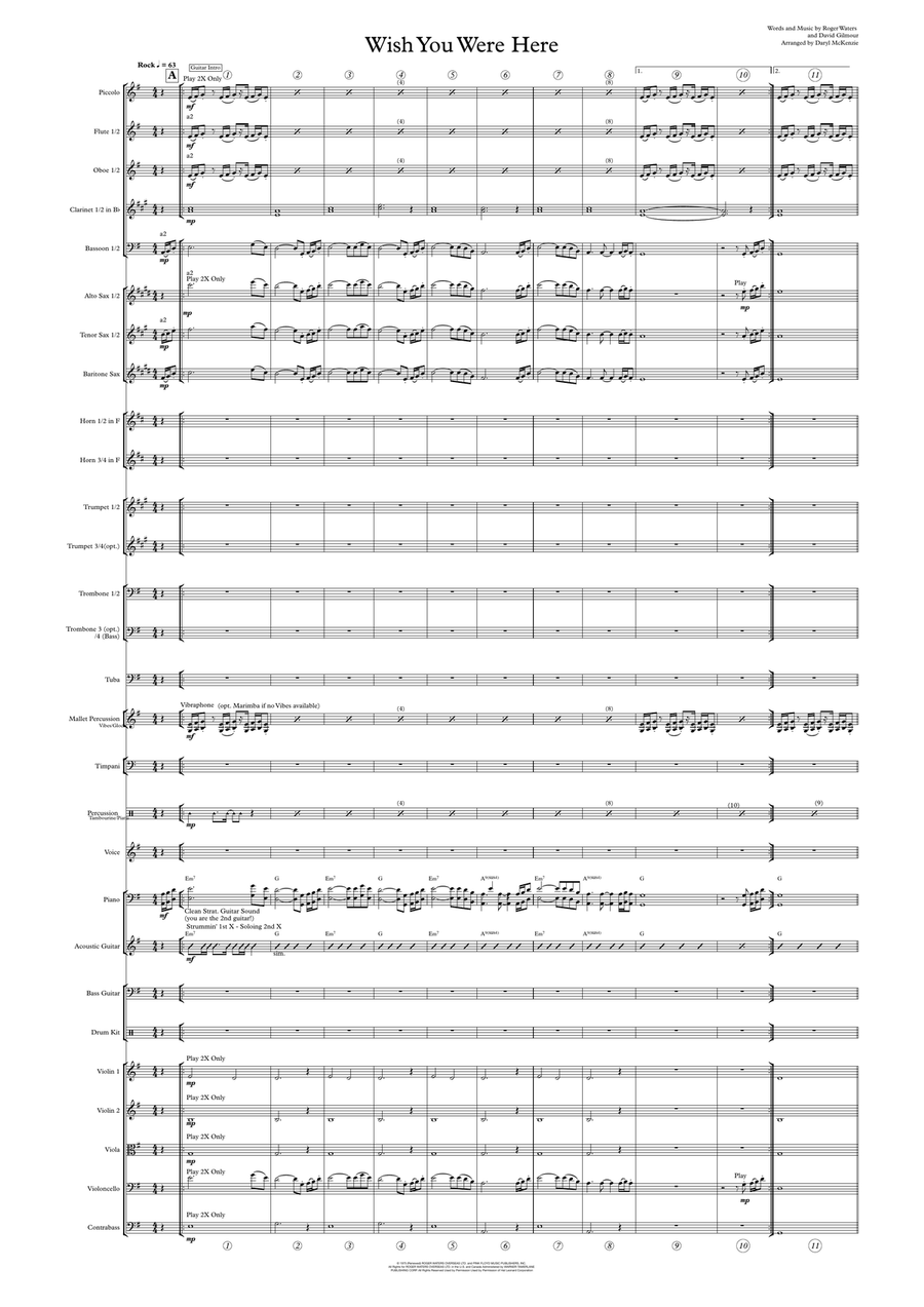 Wish You Were Here Full Orchestra scores gallery preview page 1