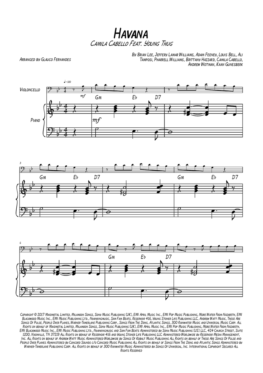 Havana Piano scores gallery preview page 1