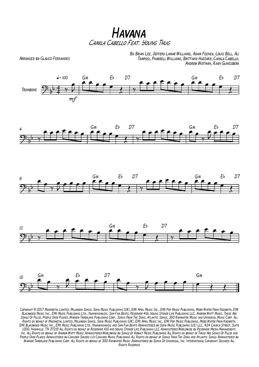 Havana Trombone Solo scores gallery preview page 1