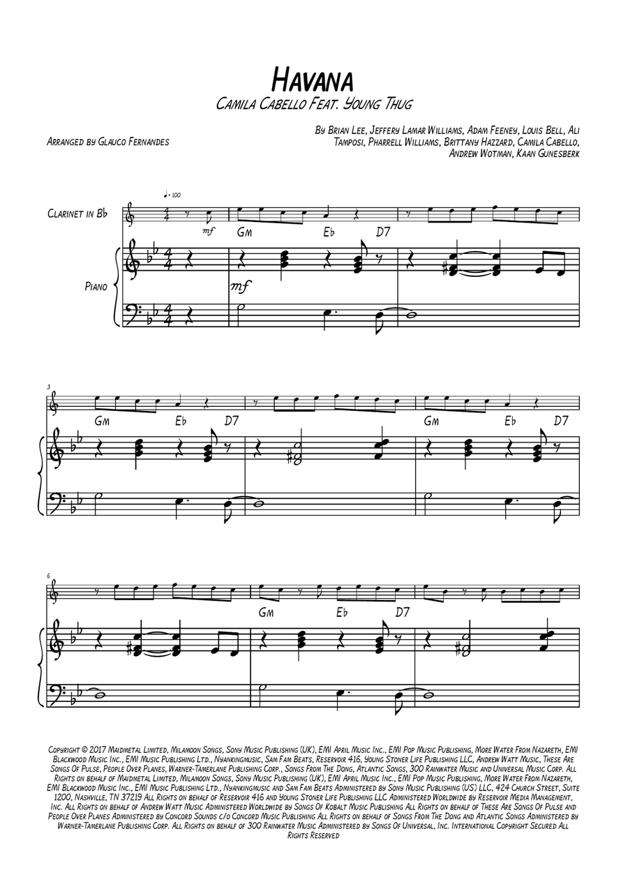 Havana B-Flat Clarinet scores gallery preview page 1